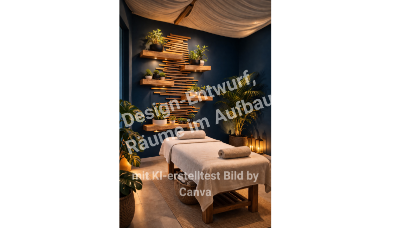 *Designbeispiel, Räume im Aufbau Massage- & Beratungsraum